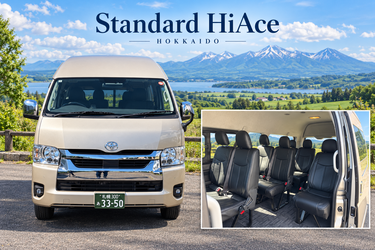 Standard HiAce vehicle with spacious passenger seating